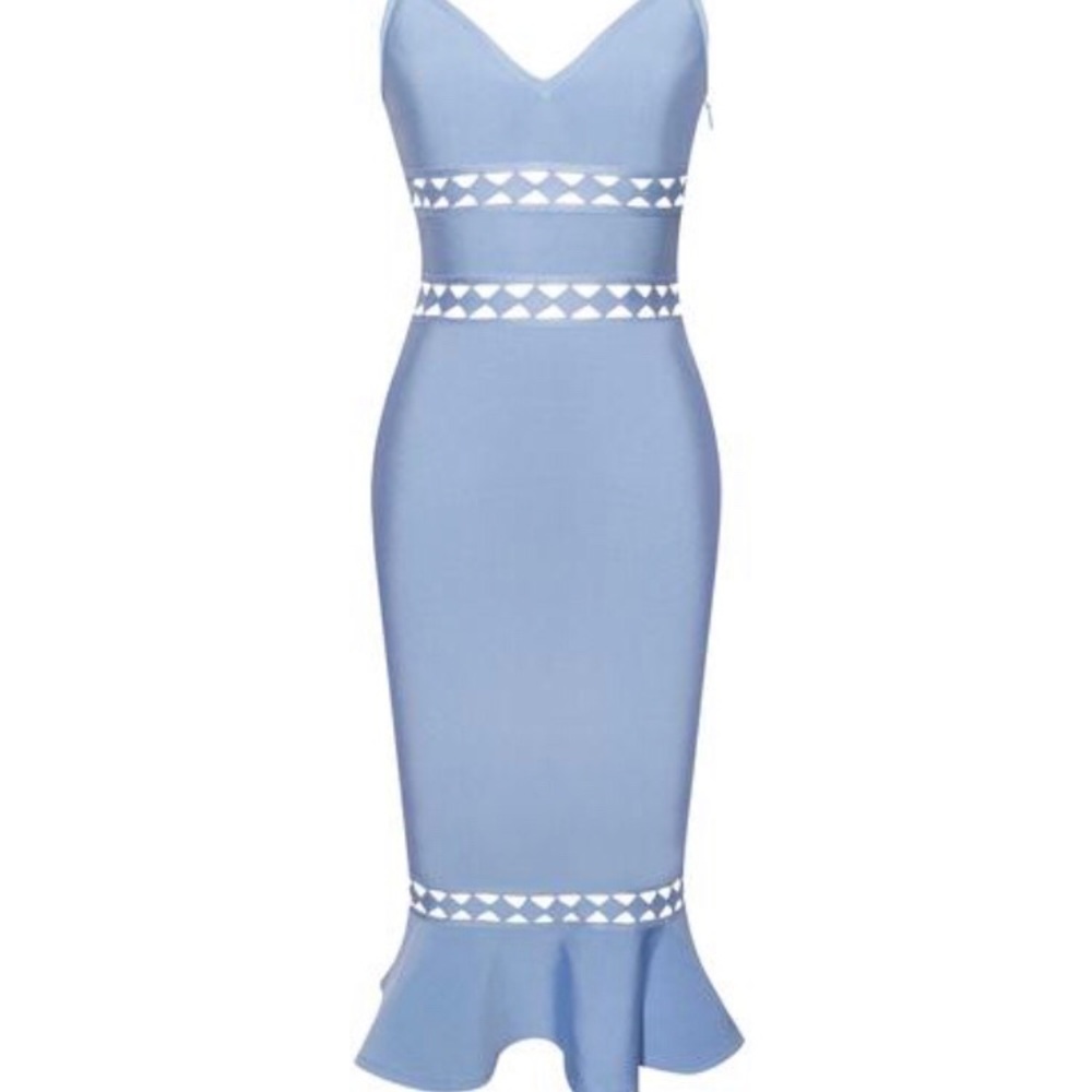 Miss Circle Light Blue Cut Out Bandage Dress - Picture 7 of 8